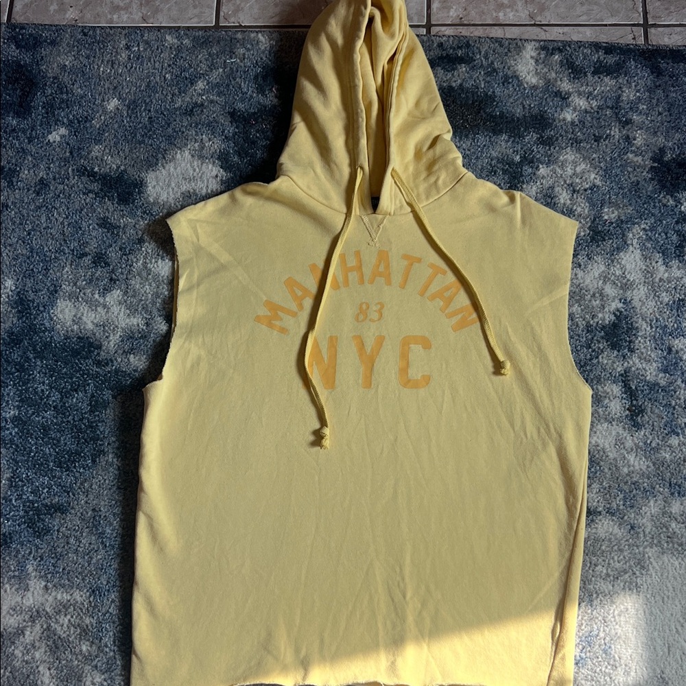 Fashion Nova Yellow Sleeveless Hoodie